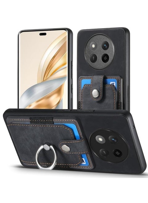Compatible with Honor X9c 5G/Honor X60 Pro Wallet Case Ultra Thin Card Holder Case, Leather + TPU Frame Phone Cover Multi-Function Case with Support Ring
