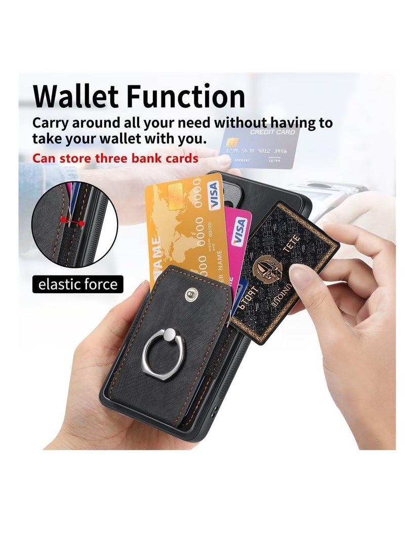 Generic Compatible with Honor X9c 5G/Honor X60 Pro Wallet Case Ultra Thin Card Holder Case, Leather + TPU Frame Phone Cover Multi-Function Case with Support Ring  - Image 2