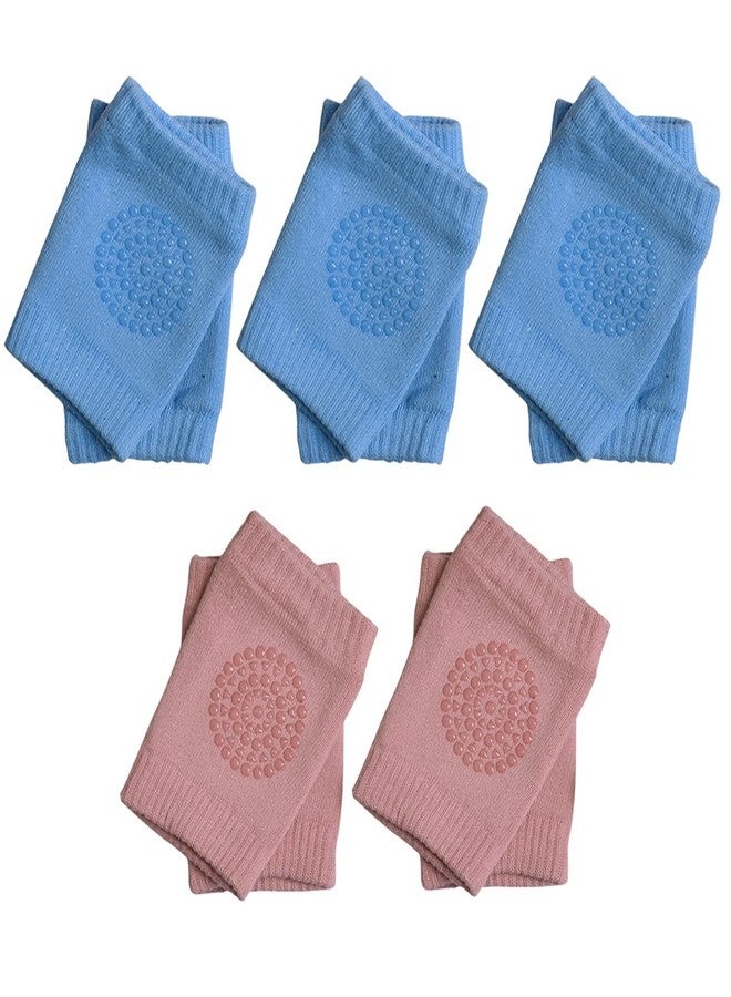 Reyal Baby Kneepad with Soft Breathable Cotton Snug and Pull Fit Kneepads for Crawling Baby with Anti-Skid Grip with Silicone Gel Non-Sleepy Points (Pacific Blue + Mauvelous, 5 Pair) - Image 1