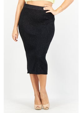 ESPRIT Women Metallic Midi Skirt, Black  - Image 1