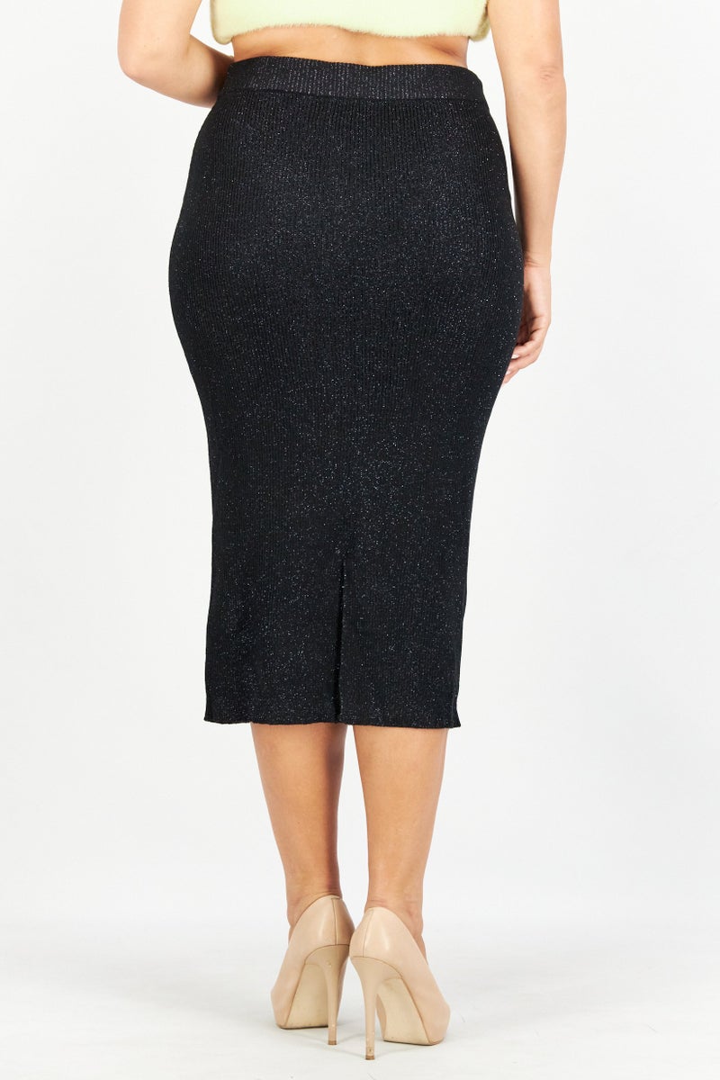 ESPRIT Women Metallic Midi Skirt, Black - Image 3