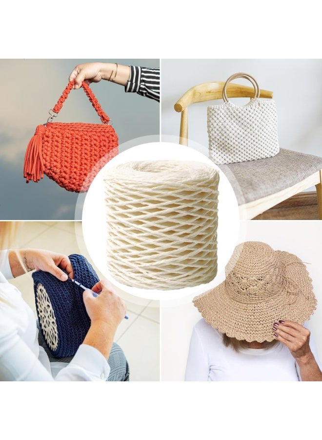 JCD خيوط كروشيه رافيا لمشاريع الحرف اليدوية، تزيين DIY، حقائب الشاطئ والقبعات - حبل ورقي طبيعي - Image 3