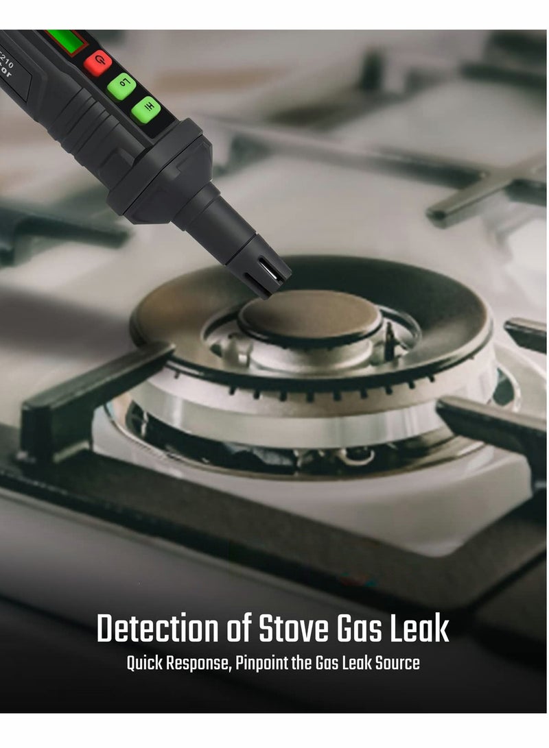 Excefore Gas Leak Detector, Natural Gas Detector with Audible & Visual Alarm, Portable Gas Sniffer to Locate Combustible Gas Leak Sources Like Methane, Propane for Home(Includes Battery x2)- Black - Image 2