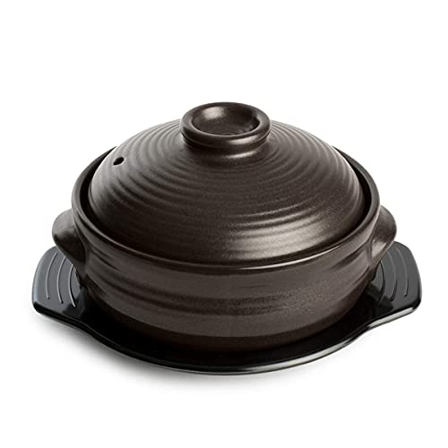 Crazy Korean Cooking Korean Stone Bowl Dolsot Sizzling Hot Pot for Bibimbap and Soup Premium Ceramic Large with Lid