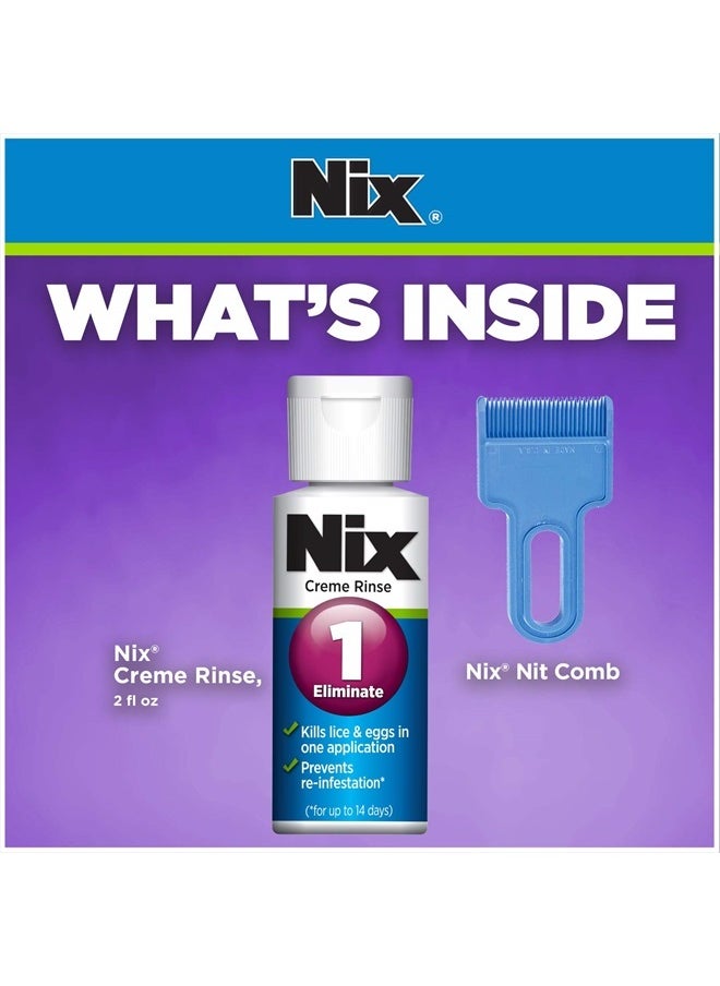 NIX Lice Killing Creme Rinse Extra Strength and Lice Comb, 2 Fl Oz  - Image 2