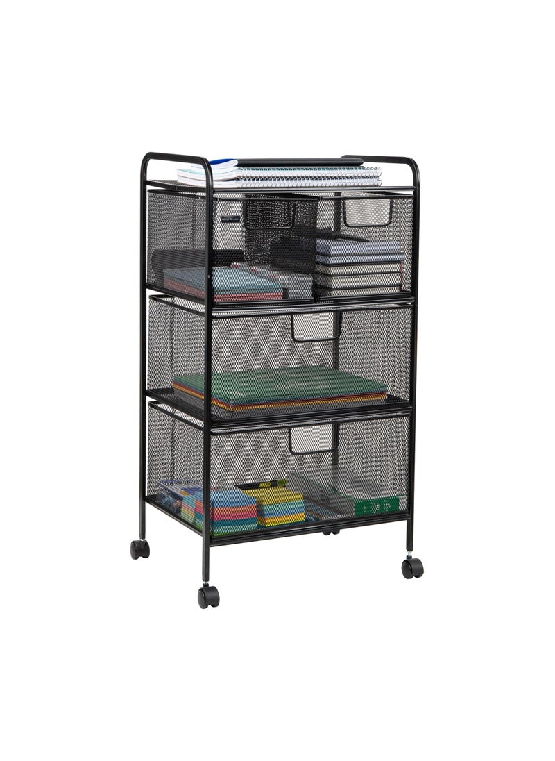 Mind Reader Mind Reader Cart with Drawers Office Organizer Utility Cart Bathroom Kitchen Metal Mesh 16L x 11W x 29H Black 