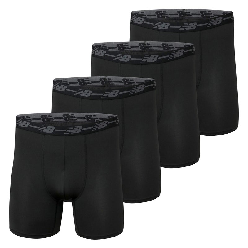 New Balance Men's Performance 5" No Fly Boxer Brief, 4-Pack, Large, Black/Black/Black/Black, Model Number: NB3017-4 - Image 4