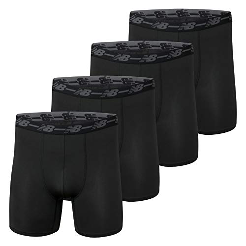 New Balance Men's Performance 5" No Fly Boxer Brief, 4-Pack, Large, Black/Black/Black/Black, Model Number: NB3017-4 - Image 1
