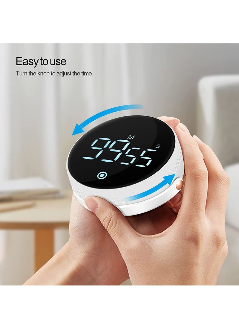 Arabest - مؤقت مطبخي رقمي - مؤقت عد تنازلي مغناطيسي مع شاشة LED كبيرة، مؤقت رقمي، مؤقت بصري، مناسب للطهي، والتمارين، والتعليم، مناسب للأطفال وكبار السن (أبيض) - Image 1
