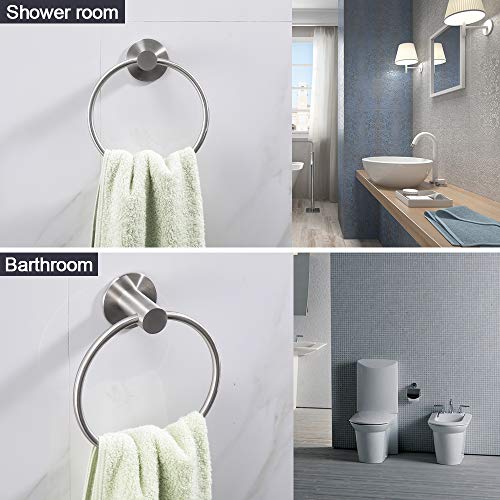 GERUIKE Adhesive Towel Ring Wall Mount Hand Towel Ring Self Adhesive Towel Hanger Stainless Steel Rustproof Brushed Nickel - Image 2