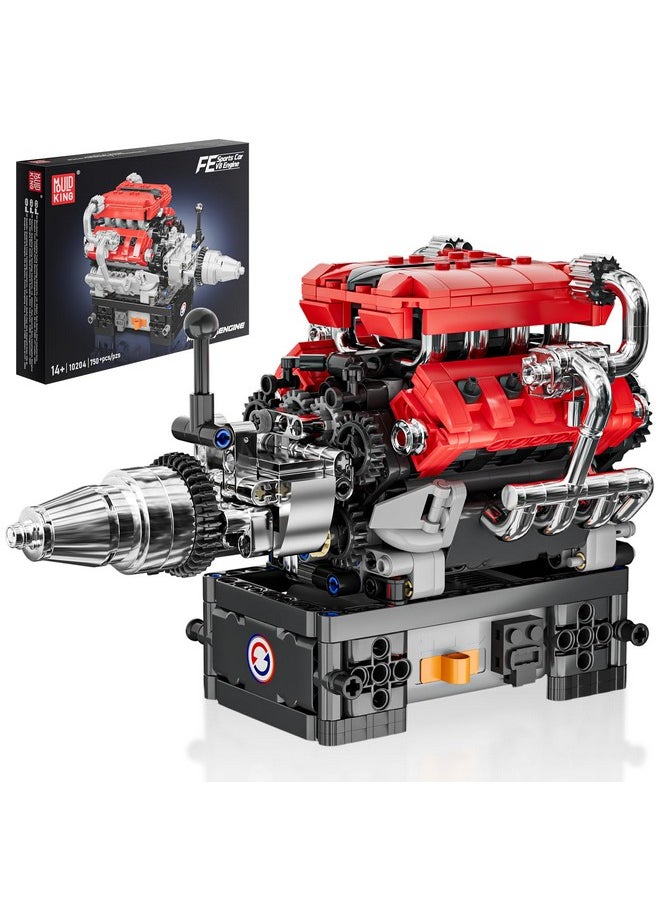 mould king Mould King V8 Engine Model Kit That Works, 10204 FE V8 DIY Car Engine Model Educational Experiment Toy for 14+ Kids, Boys and Adults, 750Pcs  - Image 1