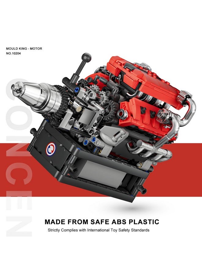 mould king Mould King V8 Engine Model Kit That Works, 10204 FE V8 DIY Car Engine Model Educational Experiment Toy for 14+ Kids, Boys and Adults, 750Pcs  - Image 5