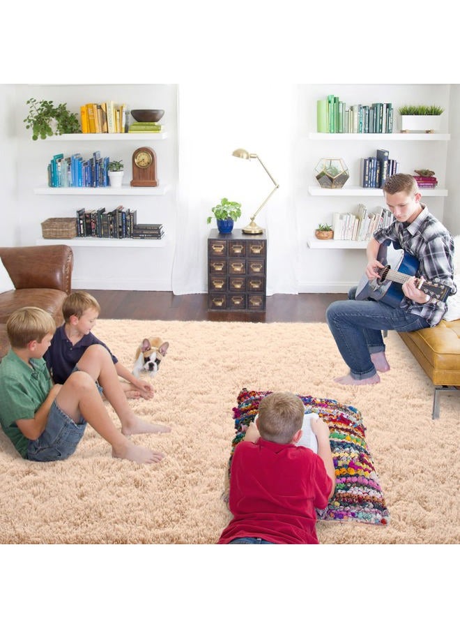 ISEAU Fluffy Rug Carpets Soft Shaggy Area Rugs Indoor Floor Mats for Kids Room Fuzzy Carpet Comfy Cute Nursery Mat Bedside Rug for Boys Girls Bedroom Living Room Home Decor, 4ft x 6ft,Camel - Image 5