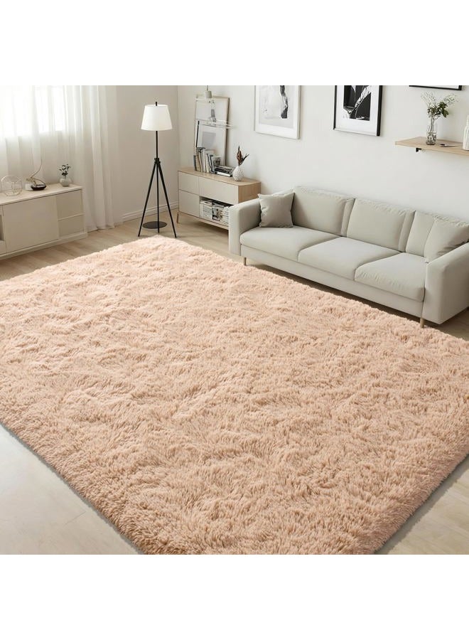 ISEAU Fluffy Rug Carpets Soft Shaggy Area Rugs Indoor Floor Mats for Kids Room Fuzzy Carpet Comfy Cute Nursery Mat Bedside Rug for Boys Girls Bedroom Living Room Home Decor, 4ft x 6ft,Camel - Image 1