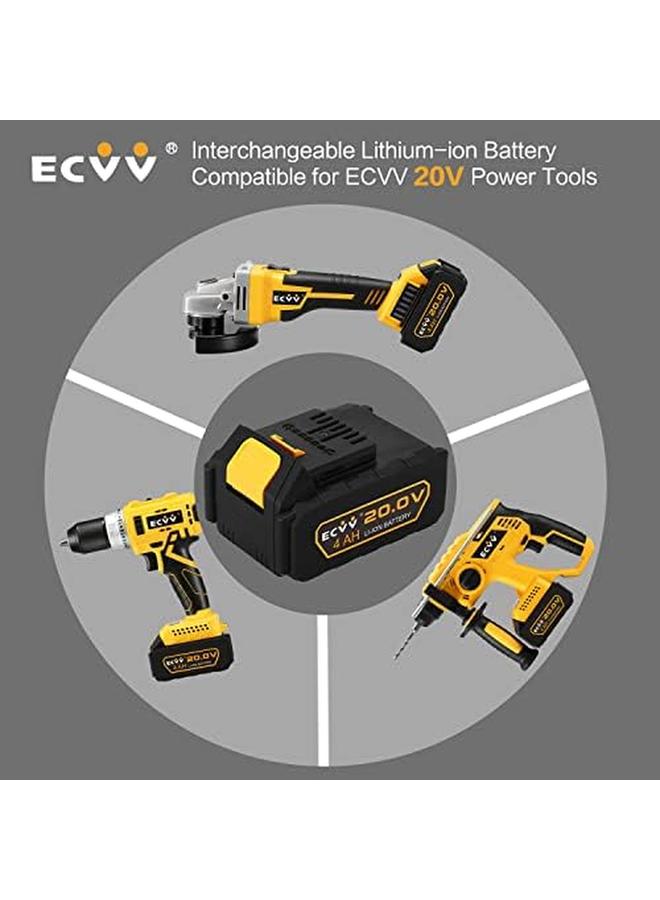 ECVV Rechargeable 20V Lithium Ion Battery Large Capacity 4.0 Ah Fast Charging Spare Li Ion Battery Pack For Cordless Power Tool Compatible With Impact Drill Rotary Hammer Angle Grinder - Image 3