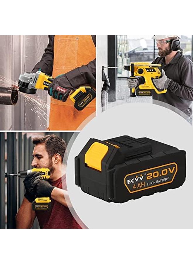 ECVV Rechargeable 20V Lithium Ion Battery Large Capacity 4.0 Ah Fast Charging Spare Li Ion Battery Pack For Cordless Power Tool Compatible With Impact Drill Rotary Hammer Angle Grinder - Image 4