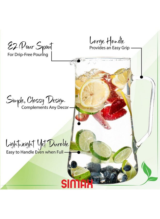 SIMAX - Simax Large Glass Pitcher With Spout, 2.5 Qt Glass Pitchers With Handle, Borosilicate Glass Sangria Pitcher, Big Water Pitcher Glass, Angled Cylinder Design Sangria Pitchers, 80 Oz Cocktail Pitcher - Image 1