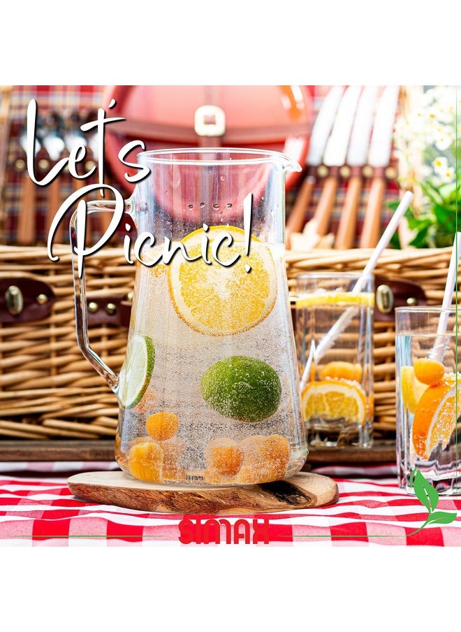SIMAX - Simax Large Glass Pitcher With Spout, 2.5 Qt Glass Pitchers With Handle, Borosilicate Glass Sangria Pitcher, Big Water Pitcher Glass, Angled Cylinder Design Sangria Pitchers, 80 Oz Cocktail Pitcher - Image 1
