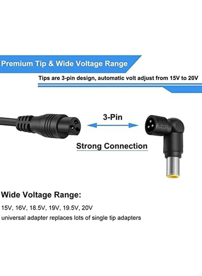 Rock Pow - 90W Univeral Laptop Charger 15V-20V Power Supply with 10 Connectors Compatible with 65W 45W AC Adapter for Notebook ACER ASUS 、HP 、LENOVO、 ThinkPad 、SAMSUNG、 SONY、 TOSHIBA - Image 1