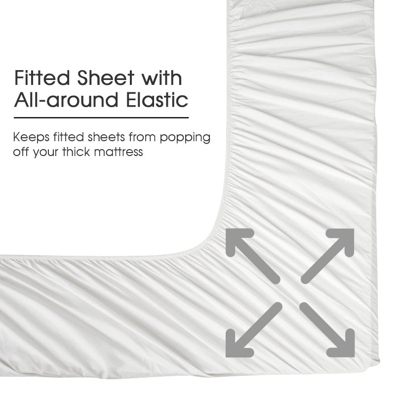 HYPREST 100% Cotton Full Sheets  18""-24"" Deep Pocket Full Sheet Set  White Soft Breathable Sheet Set - Image 5
