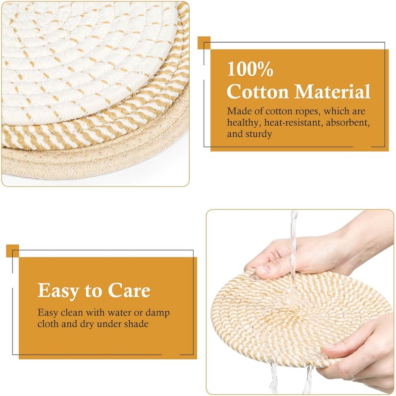 Billbotk Billbotk 8 Trivets for Hot pots and Pans 6 Heat Resistant Hot Pads Pot Holders for Kitchen Hot Plate Mats for Table Kitchen Decor for Counter Home Essentials Farmhouse Brown WT62  - Image 3