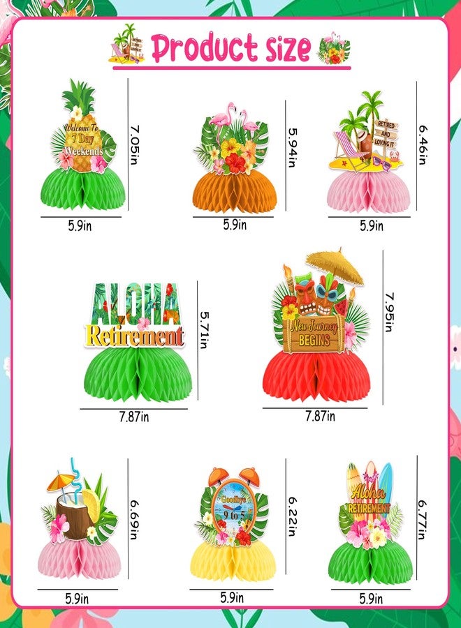 Funmemoir Aloha Retirement Party Decorations - 8pcs Tropical Honeycomb Centerpieces, Beach Themed Hawaiian Luau Happy Farewell Party Supplies With Flamingo - Image 5