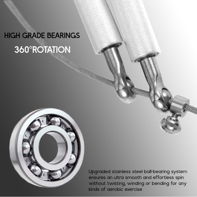 KONEX Adjustable Steel Wire with Durable PVC Material Skipping Rope for Men & Women | Jumping Rope for Fitness, Home & Gym Workouts (Silver) - Image 4