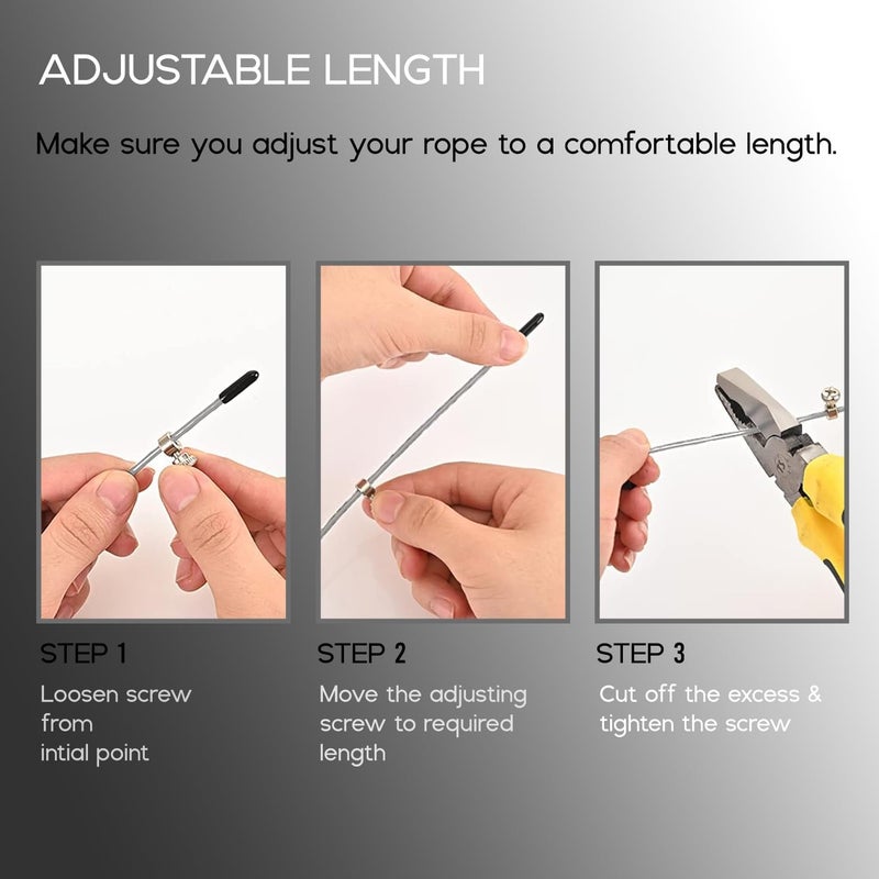 KONEX Adjustable Steel Wire with Durable PVC Material Skipping Rope for Men & Women | Jumping Rope for Fitness, Home & Gym Workouts (Silver) - Image 5