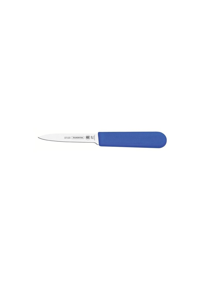 TRAMONTINA Since 1911,Made in Brazil- Professional 4 Inches Paring Knife with Stainless Steel Blade and Blue Polypropylene Handle with Antimicrobial Protection 