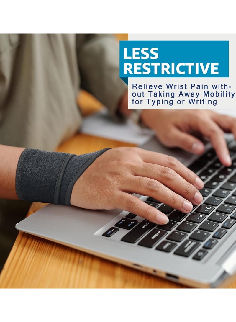 طقم قطعتين من دعامة الرسغ – أربطة رسغ قابلة للتعديل لتخفيف ألم متلازمة النفق الرسغي، التهاب الأوتار، التواءات الرسغ – دعم يومي ورياضة للرجال والنساء – مناسبة لليد اليمنى واليسرى – لون أسود - Image 3