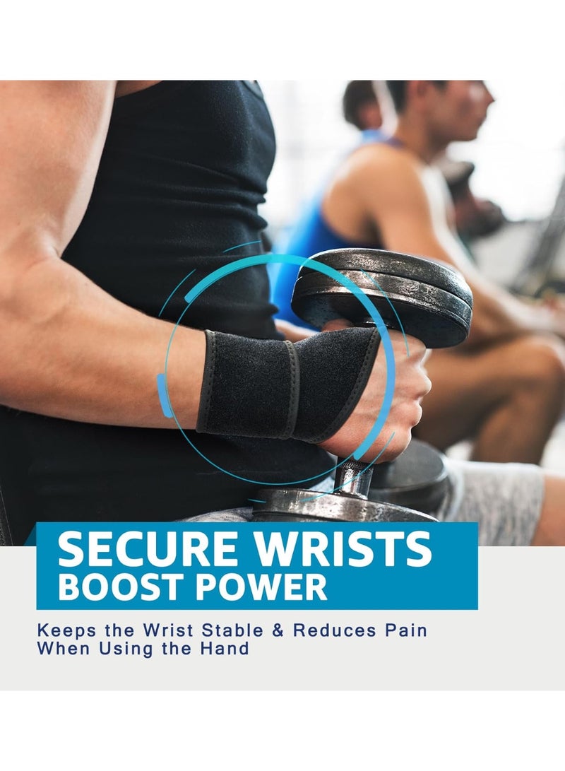 طقم قطعتين من دعامة الرسغ – أربطة رسغ قابلة للتعديل لتخفيف ألم متلازمة النفق الرسغي، التهاب الأوتار، التواءات الرسغ – دعم يومي ورياضة للرجال والنساء – مناسبة لليد اليمنى واليسرى – لون أسود - Image 2