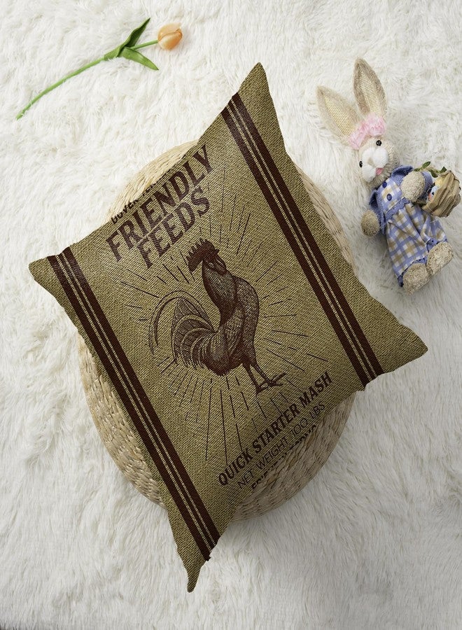 Faromily Vintage Farmhouse Animal Pillow Covers 18x18 Set of 4 Retro Farmer's Market Truck Rooster Sheep Feed Seed Premium Poultry Farm Home Décor Throw Pillow Case Cushion Cover for Sofa (18" X 18") - Image 4