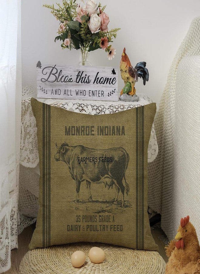 Faromily Vintage Farmhouse Animal Pillow Covers 18x18 Set of 4 Retro Farmer's Market Truck Rooster Sheep Feed Seed Premium Poultry Farm Home Décor Throw Pillow Case Cushion Cover for Sofa (18" X 18") - Image 3