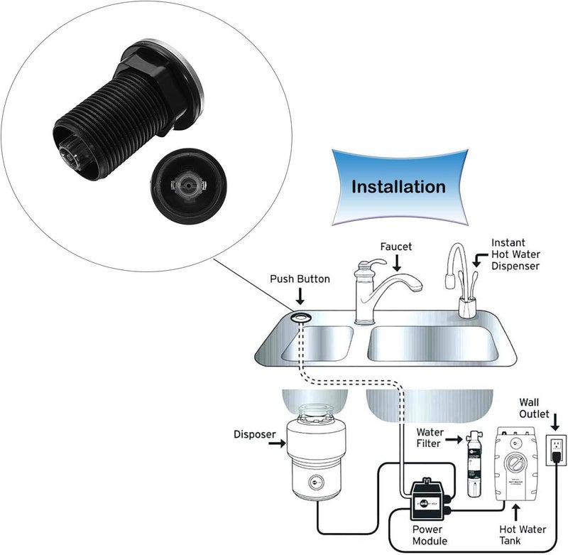 Ketofa 𝟐𝟎𝟐𝟓 𝙐𝗽𝒈𝒓𝒂𝒅𝒆𝒅 Sink Top Push Button with Air Hose Replacement, Air Switch Button for Garbage Disposal Air Actived Switch Sink Garbage Disposal Parts by - Image 5