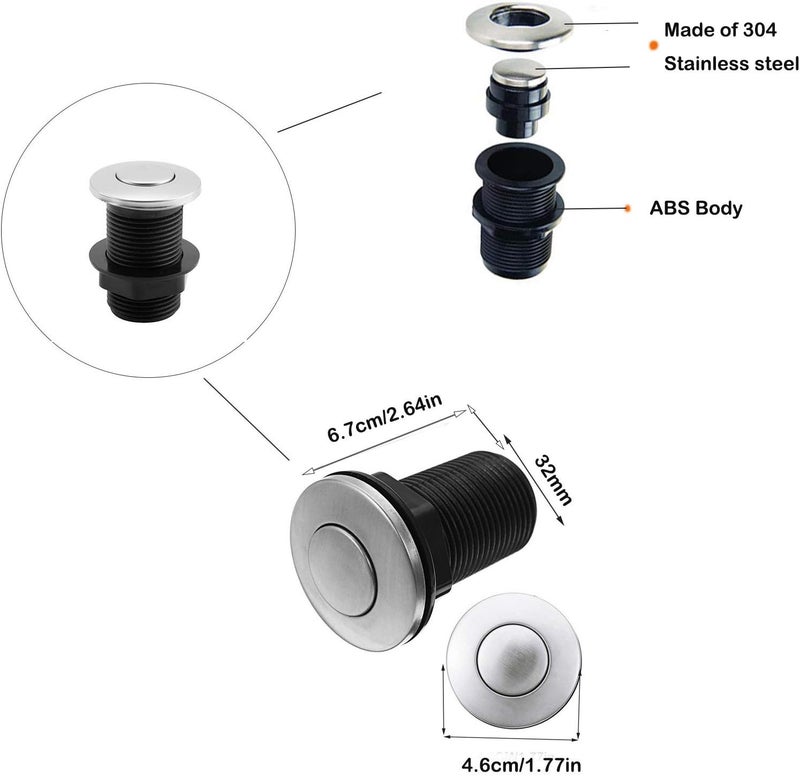 Ketofa 𝟐𝟎𝟐𝟓 𝙐𝗽𝒈𝒓𝒂𝒅𝒆𝒅 Sink Top Push Button with Air Hose Replacement, Air Switch Button for Garbage Disposal Air Actived Switch Sink Garbage Disposal Parts by - Image 2