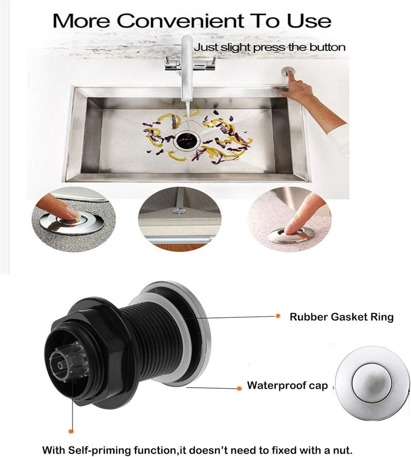Ketofa 𝟐𝟎𝟐𝟓 𝙐𝗽𝒈𝒓𝒂𝒅𝒆𝒅 Sink Top Push Button with Air Hose Replacement, Air Switch Button for Garbage Disposal Air Actived Switch Sink Garbage Disposal Parts by - Image 3