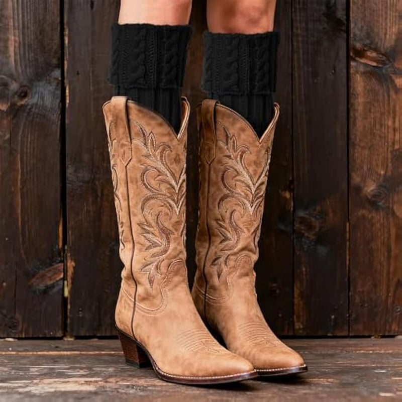 زوجان من الجوارب الطويلة الشتوية من واي واي موبت، جوارب قصيرة للنساء من الكروشيه لتدفئة الساق، هدايا علوية - Image 4