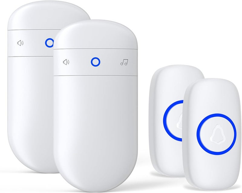SECRUI Doorbell–Doorbell Wireless Kits for Front Door – Battery Operated Doorbell with 52 Chimes, 5 Volume Levels – Waterproof Doorbell (2 Push Buttons 2 Receivers) - Image 1