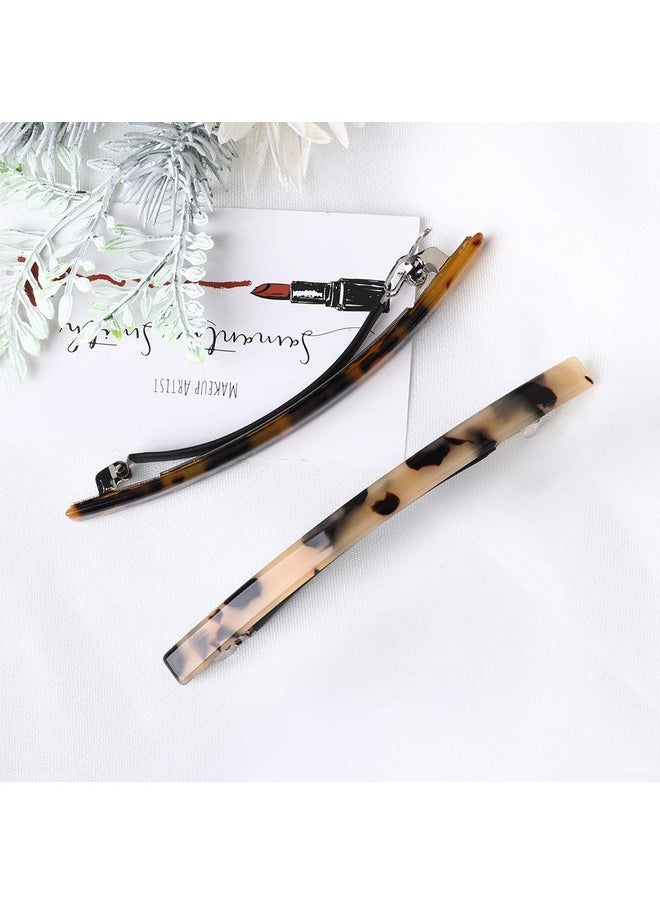 DonLeeving Luckycivia 2 Pack Hair Barrette Long And Thin Handmade Celluloid Onyx Hair Clip Elegant Automatic Hair Clip Barrette Ponytail Holders For Women/Girls 4 Inches  - Image 4