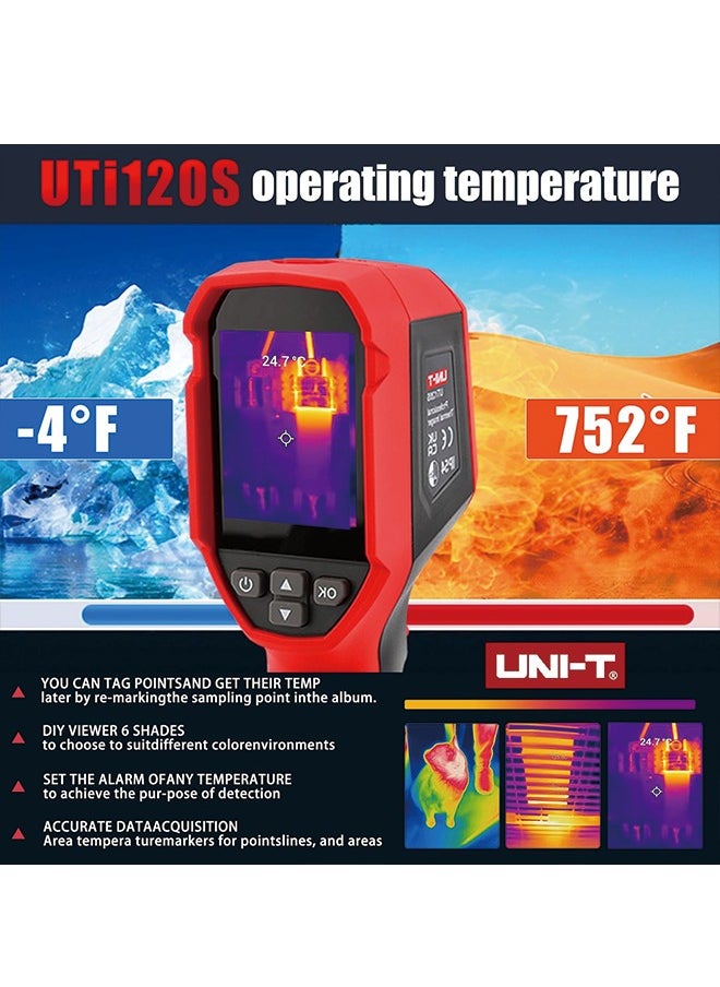 UNI-T - UNI-T UTi120S Thermal Imaging Camera 120x90 IR Resolution Handheld Thermal Imaging Camera 10800 Pixels,-4°F~850°F Handheld Infrared Camera with PC Analysis and Video Recording Supported,Micro SD Card - Image 1