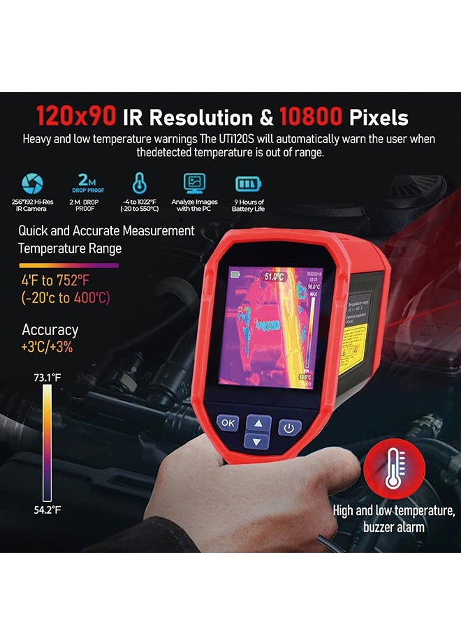 UNI-T - UNI-T UTi120S Thermal Imaging Camera 120x90 IR Resolution Handheld Thermal Imaging Camera 10800 Pixels,-4°F~850°F Handheld Infrared Camera with PC Analysis and Video Recording Supported,Micro SD Card - Image 1