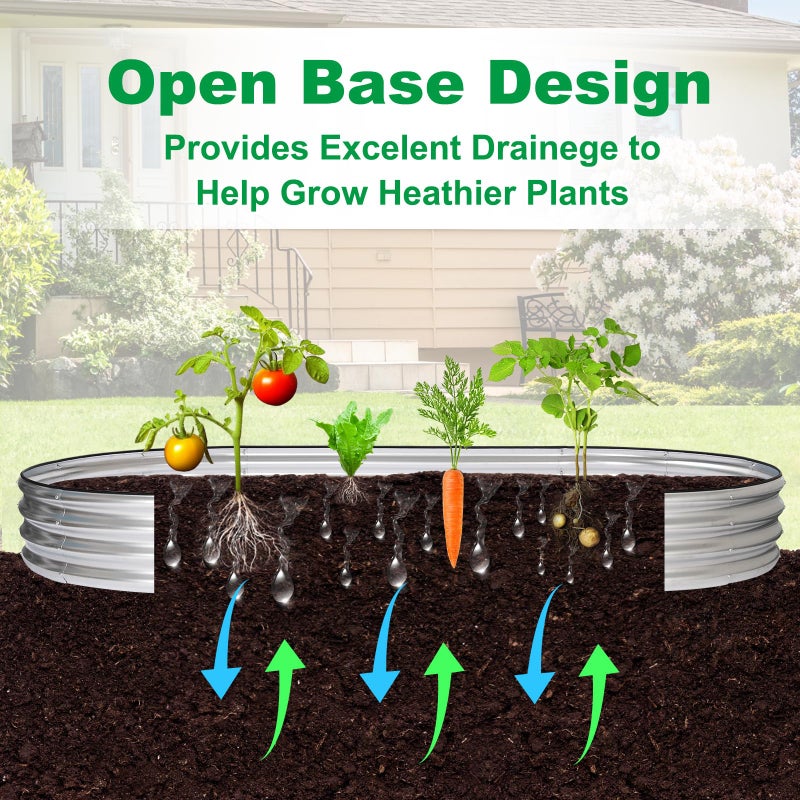 JERIA 8Ã—4Ã—1ft Oval Raised Garden Bed,Galvanized Raised Garden Bed Kit Outdoor Metal Gardening Planter Box for Vegetable, Fruits, Flowerï¼ŒHerbs - Image 4