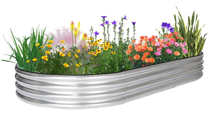 JERIA 8Ã—4Ã—1ft Oval Raised Garden Bed,Galvanized Raised Garden Bed Kit Outdoor Metal Gardening Planter Box for Vegetable, Fruits, Flowerï¼ŒHerbs - Image 1