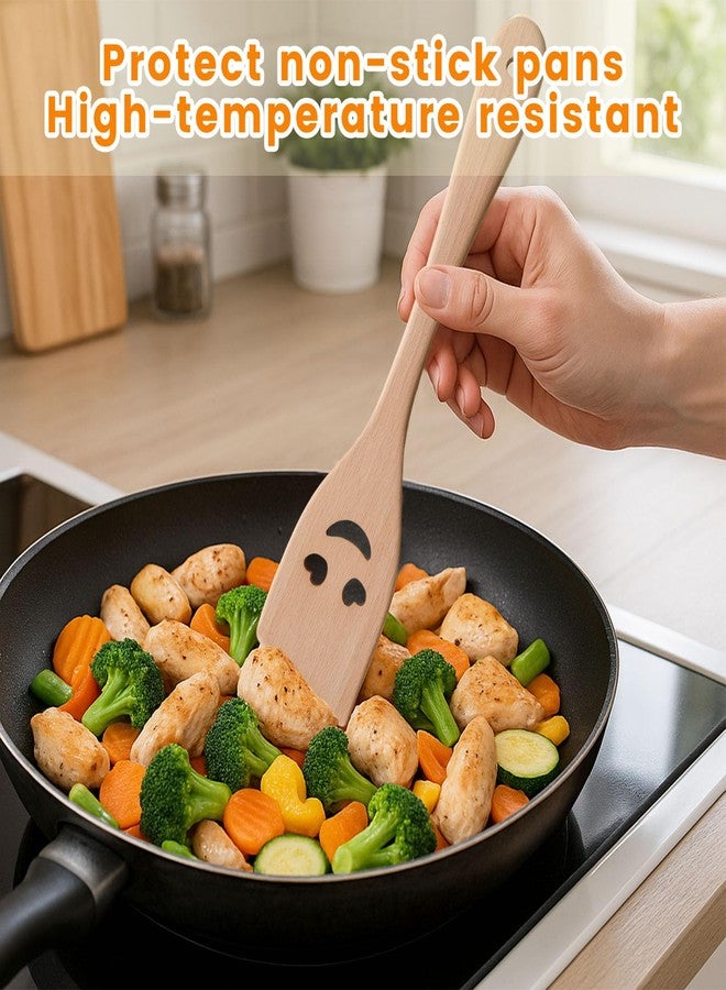 HansGo مجموعة 5 قطع من ملاعق الخشب HANSGO للطهي، مجموعة أدوات خشبية مضحكة مع وجوه مبتسمة، ملحقات مطبخ لطيفة، أفضل هدايا للطهي لمناسبات الانتقال والزفاف والعطلات - Image 2