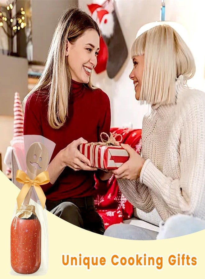 HansGo مجموعة 5 قطع من ملاعق الخشب HANSGO للطهي، مجموعة أدوات خشبية مضحكة مع وجوه مبتسمة، ملحقات مطبخ لطيفة، أفضل هدايا للطهي لمناسبات الانتقال والزفاف والعطلات - Image 4