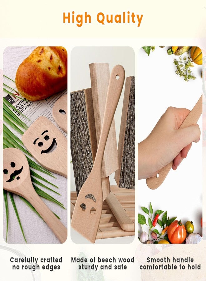 HansGo مجموعة 5 قطع من ملاعق الخشب HANSGO للطهي، مجموعة أدوات خشبية مضحكة مع وجوه مبتسمة، ملحقات مطبخ لطيفة، أفضل هدايا للطهي لمناسبات الانتقال والزفاف والعطلات - Image 5