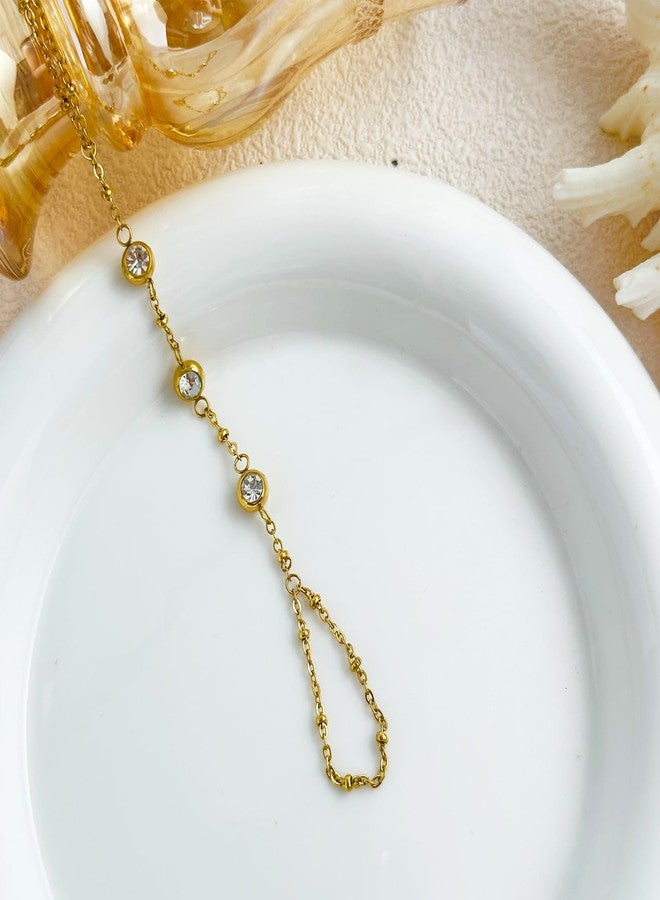 HTH Hand Chain Bracelet for Women Rhinestone Finger Ring Bracelet Hand Chain Adjustable Summer Finger Jewelry(Gold) - Image 5