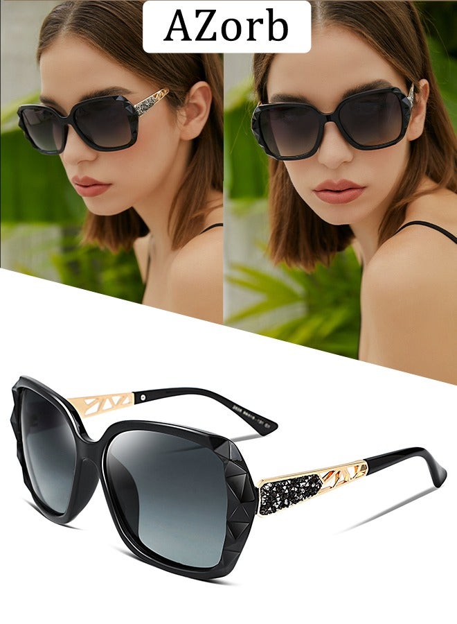 AZorb Sunglasses Women Butterfly Artistic Frame Diamond Decoration Sun Glasses for Women UV400 Protection Polarized Ladies Fashion Sunglass High Quality Women's Sunglasses Black - Image 1