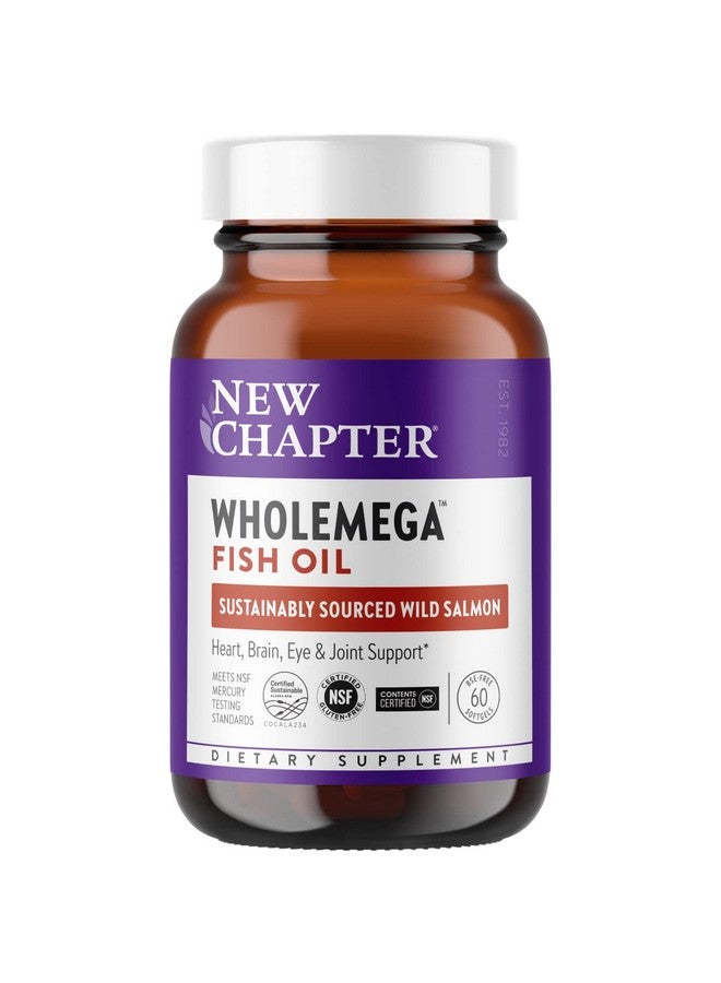 New Chapter Fish Oil Supplement Wholemega Wild Alaskan Salmon Oil With Omega 3 + Vitamin D3 + Astaxanthin + Sustainably Caught 60 Count  - Image 1
