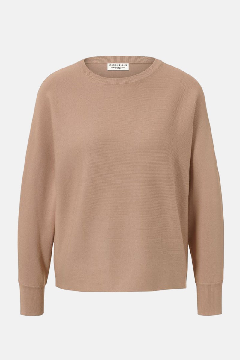 Tchibo سويت شيرت محبوك بياقة دائرية للنساء، تان - Image 2